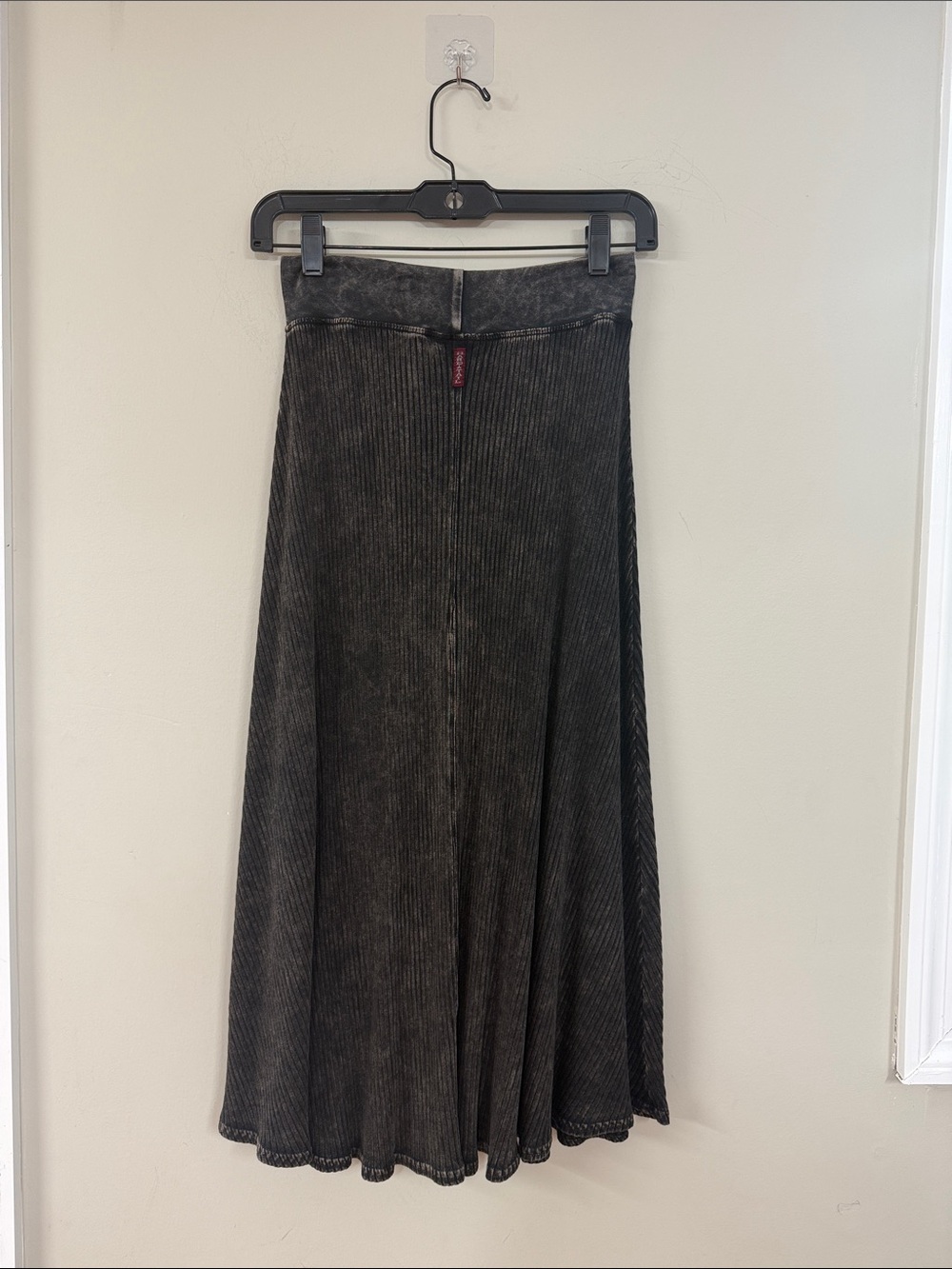 Hard Tail Black Wash Ribbed A-Line Maxi Skirt
